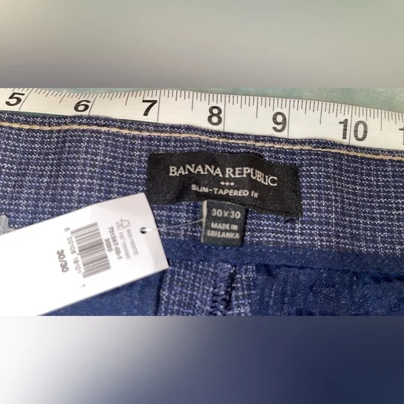 Banana Republic Women’s Slim-Tapered Cropped Pants Blue Micro Check 30 NWT - Picture 7 of 10